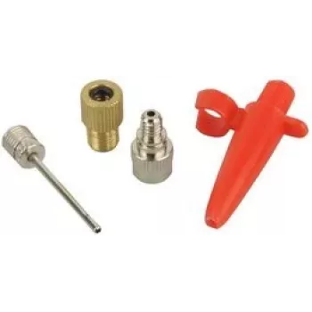 FISCHER Adapter Set 85618 — metal pump adapters (red) for bike and scooter valves