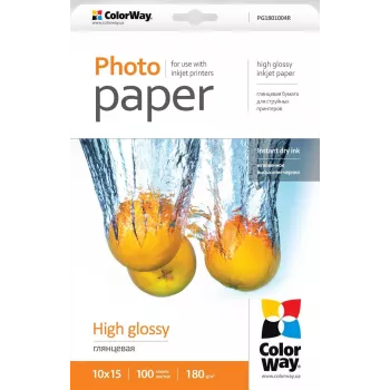 ColorWay Photo Paper 100 pc. PG1801004R Glossy, 10 x 15 cm, 180 g/m²