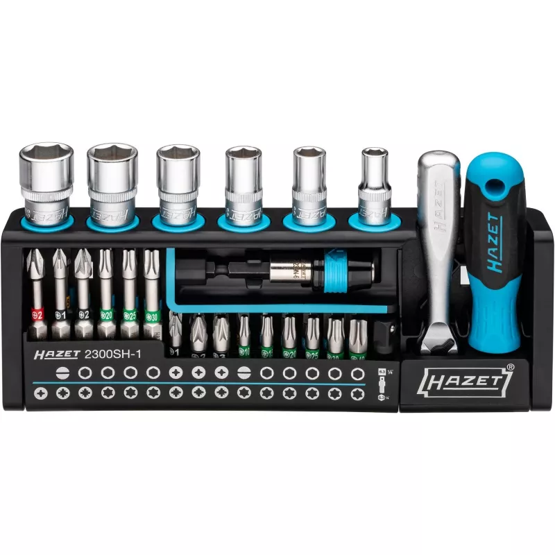 Hazet Bit Set 2300SH-1 — 39-piece slotted, Phillips, Pozidriv, hex and Torx bits