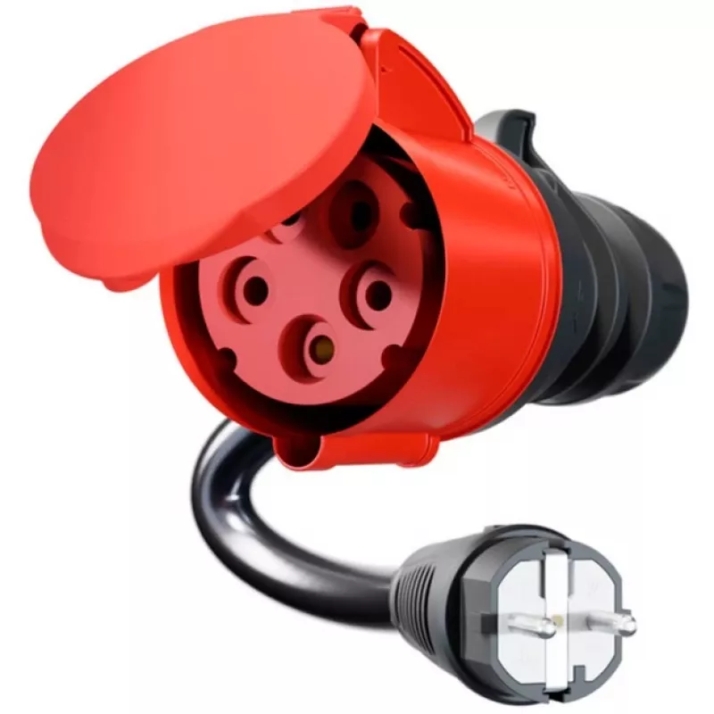 go-e Adapter for Gemini flex 22 kW, CEE Red Three-Phase Power 32A > Household Socket (black, 30cm)