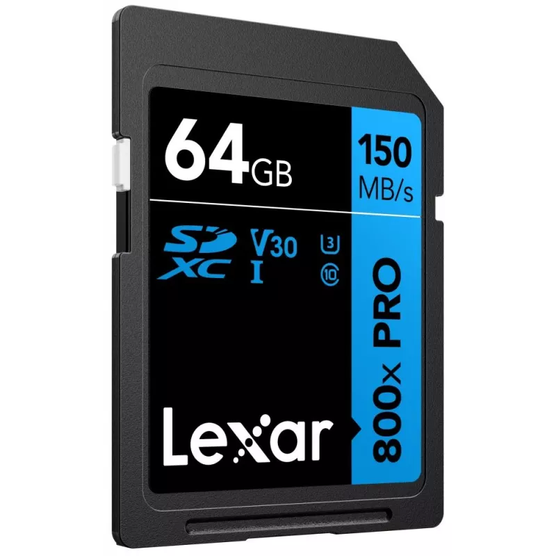 SDXC flash memory Lexar 64 GB UHS-I 800xPRO — Class 10, U3, V30, 150 MB/s