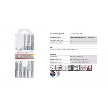 Hammer drill bit set Bosch PRO SDS plus-5X, 5-piece (SDS-plus)