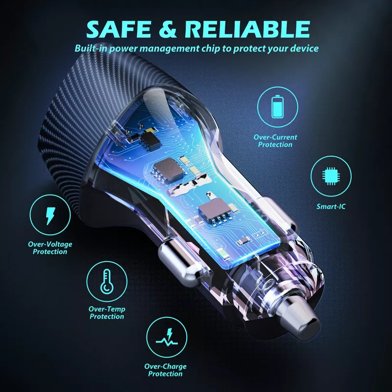 Car Charger Tellur FCC10 38W 6A PD20W QC3.0 — USB-C and USB-A vehicle power adapter