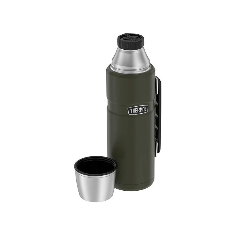 Thermal bottle THERMOS TH-170028 470 ml, vacuum-insulated stainless steel, army green, 24 h hot/cold