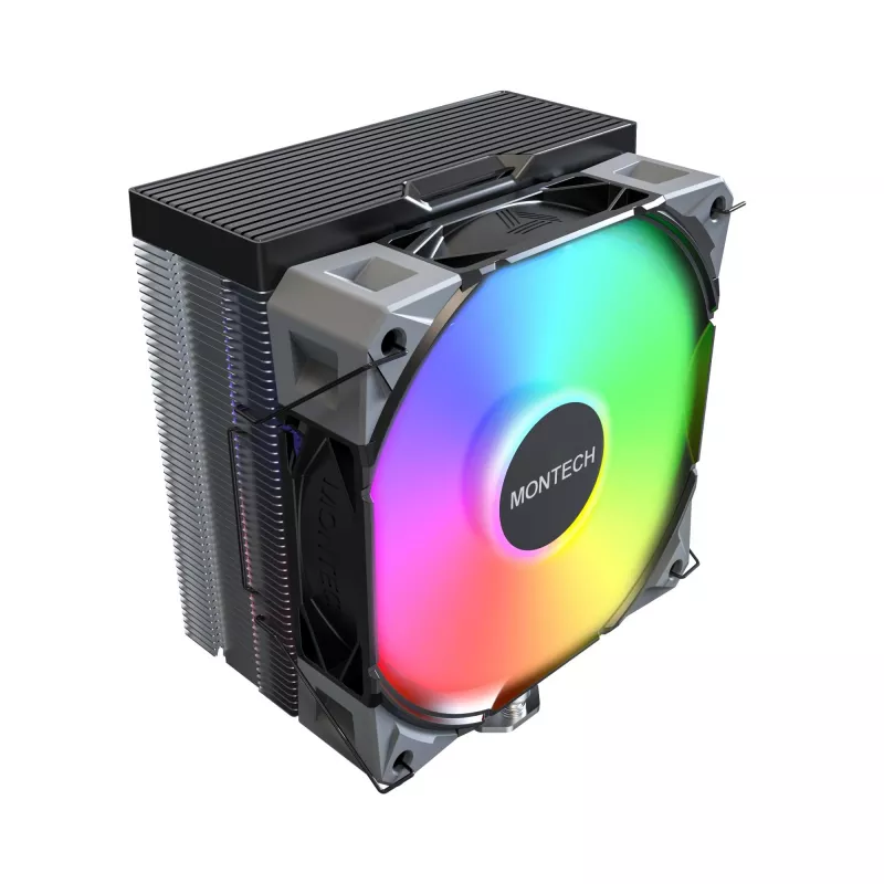 Air cooler Montech NX400 ARGB, 120 mm fan, FDB, 800–1950 RPM, TDP 270 W, Black