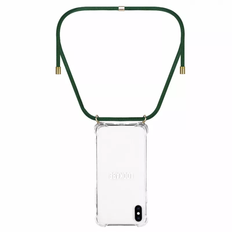 Phone necklace case Lookabe for iPhone X / Xs — gold with green strap