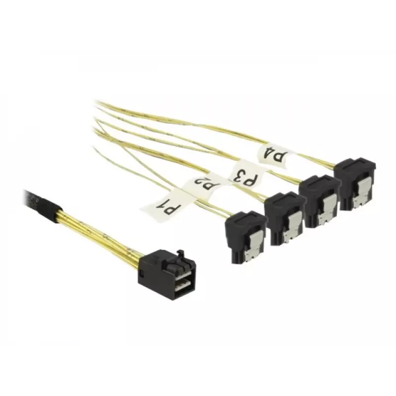 SCSI cable DeLOCK 85685 Black Yellow 1 m 1 x Mini SAS HD SFF-8643 4 x SATA 7 pin