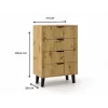 SCANDI 4S SLIM OAK ARTISAN CHEST OF DRAWERS