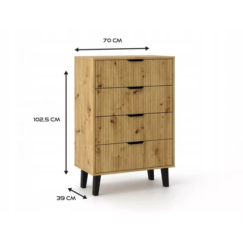 SCANDI 4S SLIM OAK ARTISAN CHEST OF DRAWERS