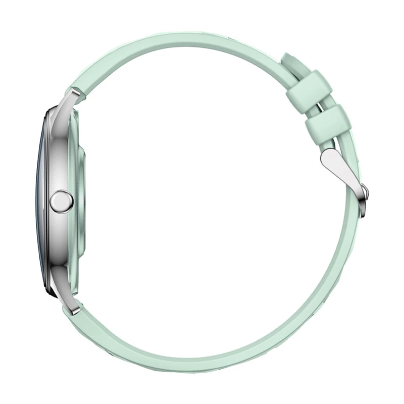 Smartwatch Colmi L28 — Silver-green case with green leather strap