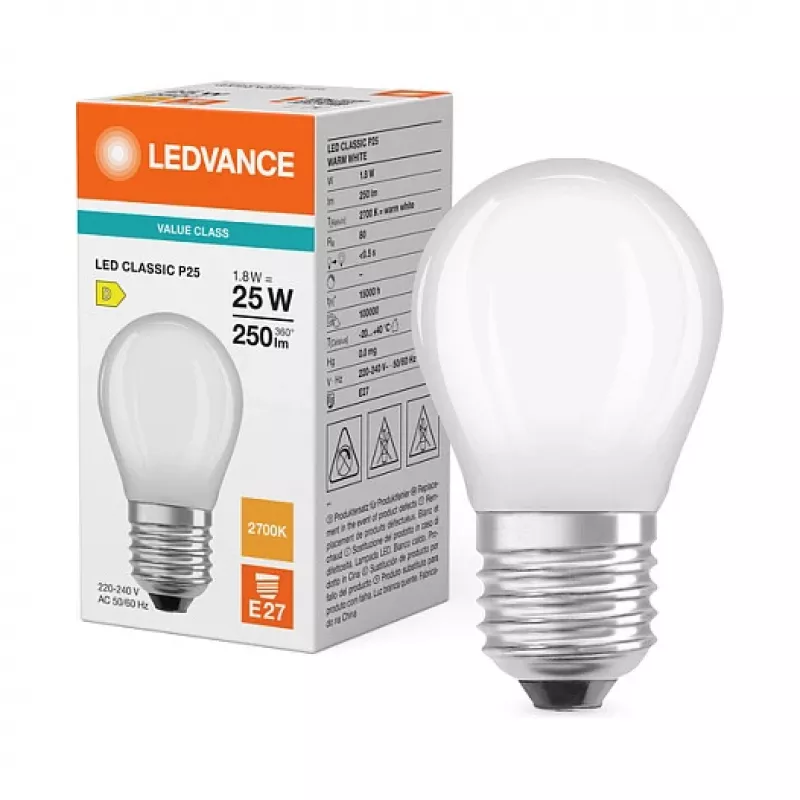 Osram LED Classic P 25 Filament P 1.8W 827 Frosted E27 LED Lamps, klassische Mini