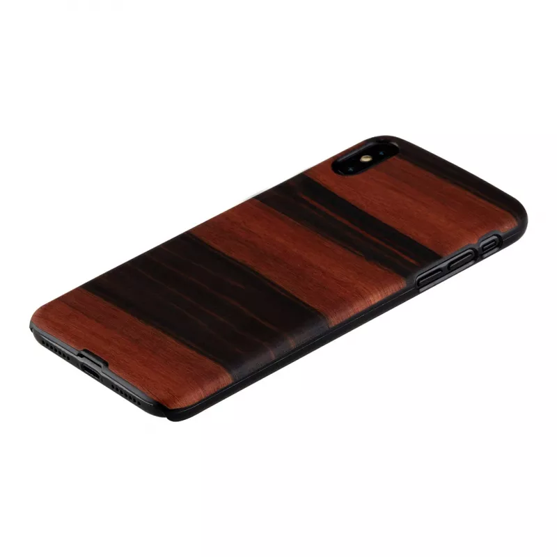 Smartphone case man and wood for iPhone XS Max — ebony black, protective hard back cover