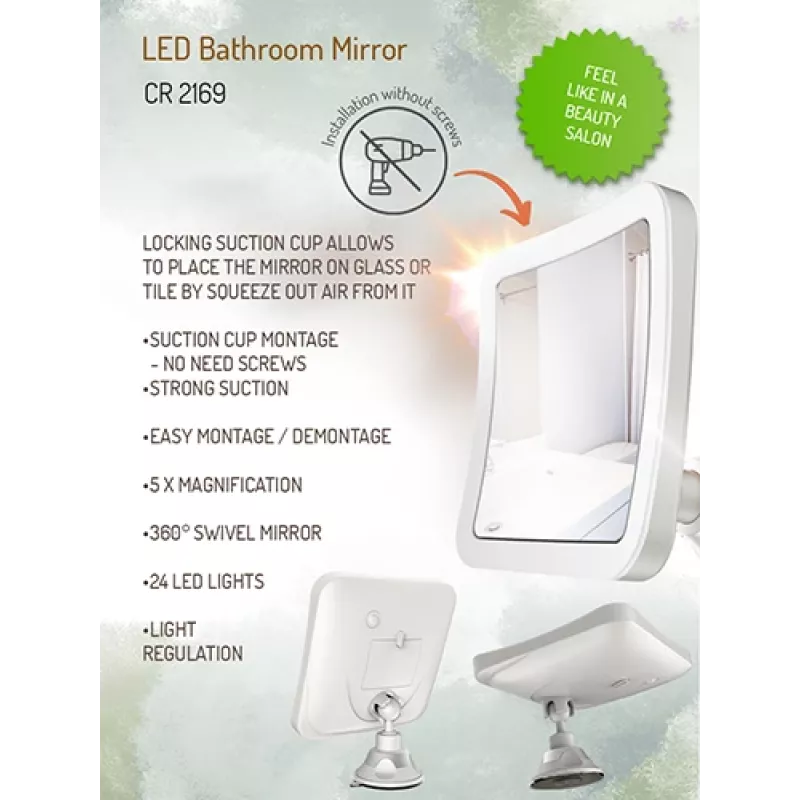 Bathroom mirror Camry CR 2169 LED 16.3 cm White — wall-mounted illuminated mirror