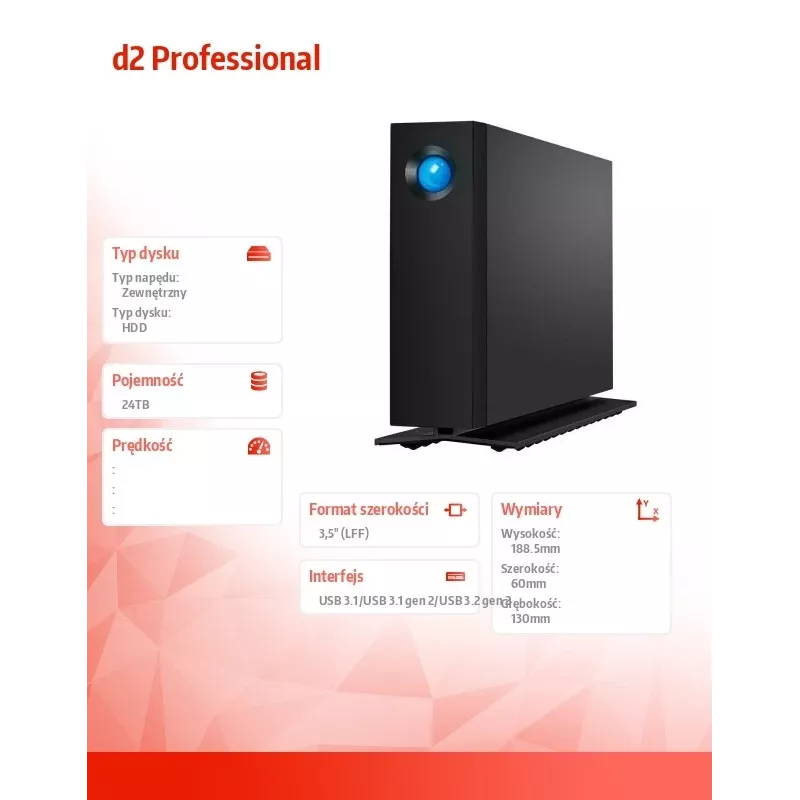LaCie d2 Professional 24TB USB-C 10Gb/s 3.5-inch External Hard Drive (STHA24000800)