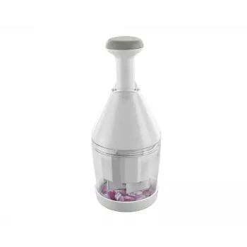 Manual food chopper Leifheit 23030, white plastic housing, stainless steel blade, 500 g