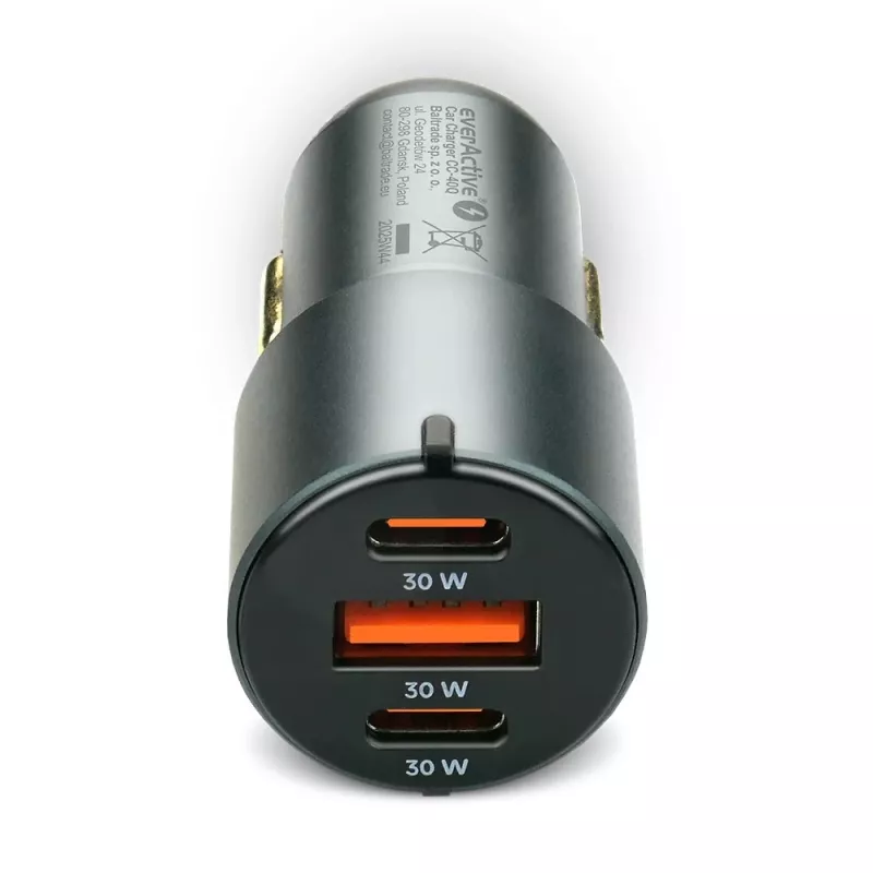 Car charger everActive CC-40Q QC3.0 60W, USB car power adapter for charging mobile devices