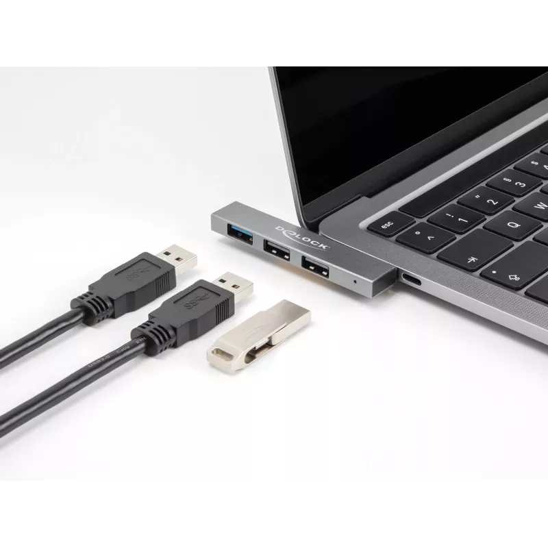 DeLOCK 3 Port Slim USB Hub USB Type-C 10 Gbps 2 x USB 2.0