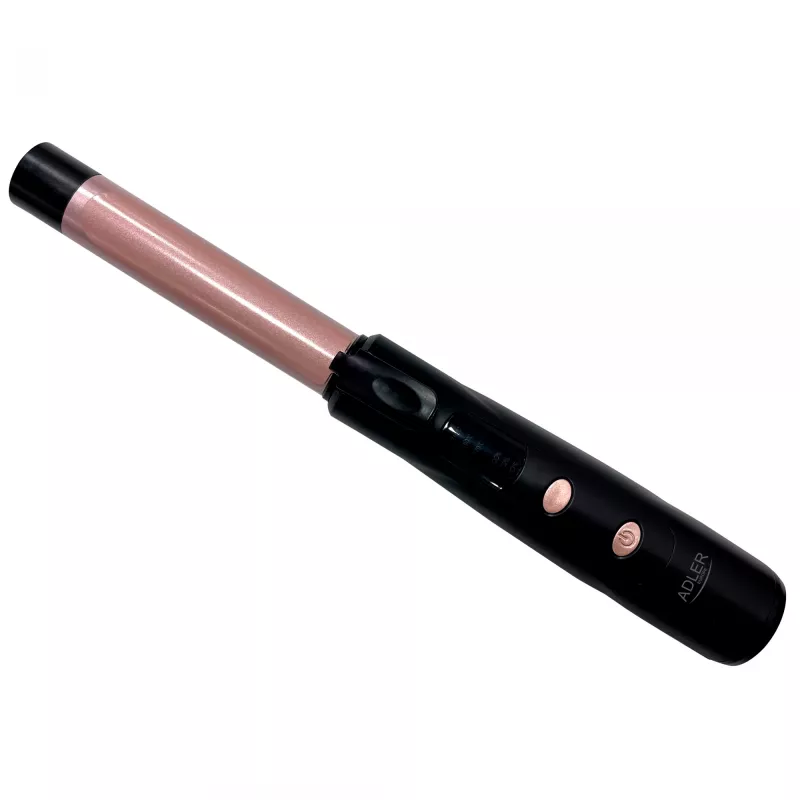 Cordless curling iron Adler AD 2120 — 2.4 cm ceramic-tourmaline barrel, LED display, up to 170–210 °C, rechargeable 2×2600 mAh