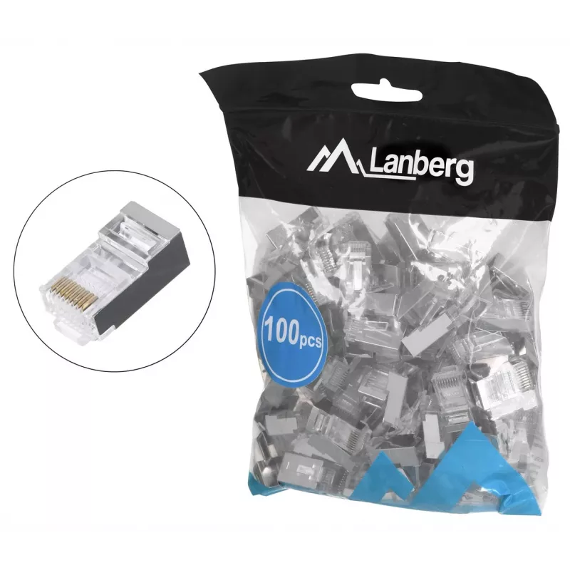 LANBERG RJ-45 Wire Connector PLS-5000EZ, Cat5e, F/UTP (FTP), Grey, 100 pcs