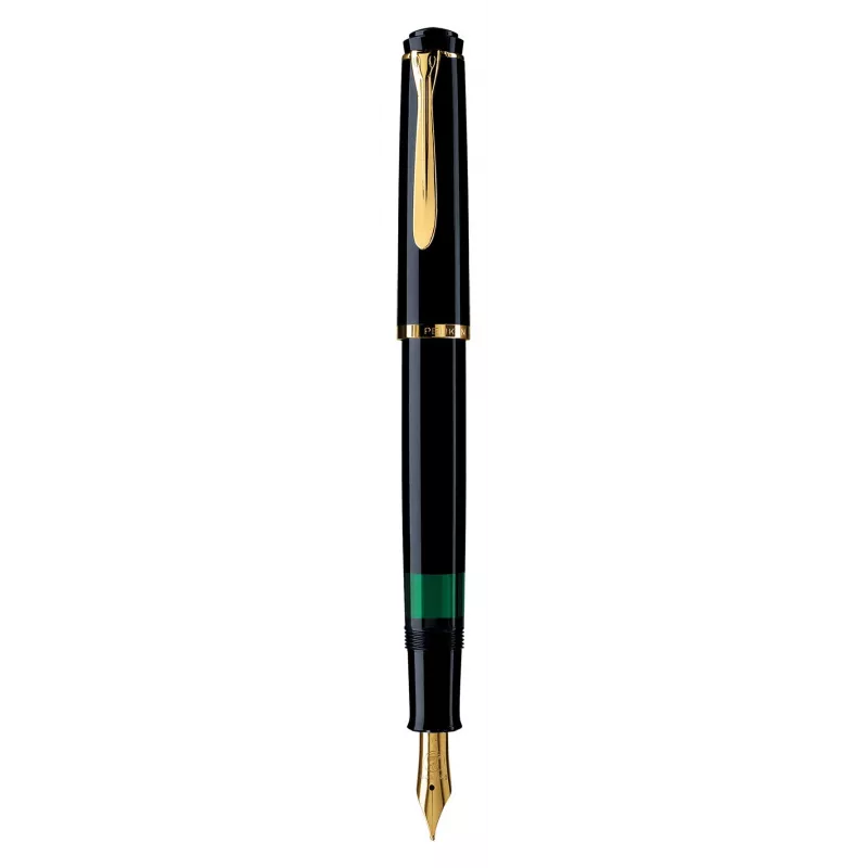 Pelikan M200, Black, Gold, Integrated Filling System, Resin, Gold, Italic Nib, Gold, Stainless Steel