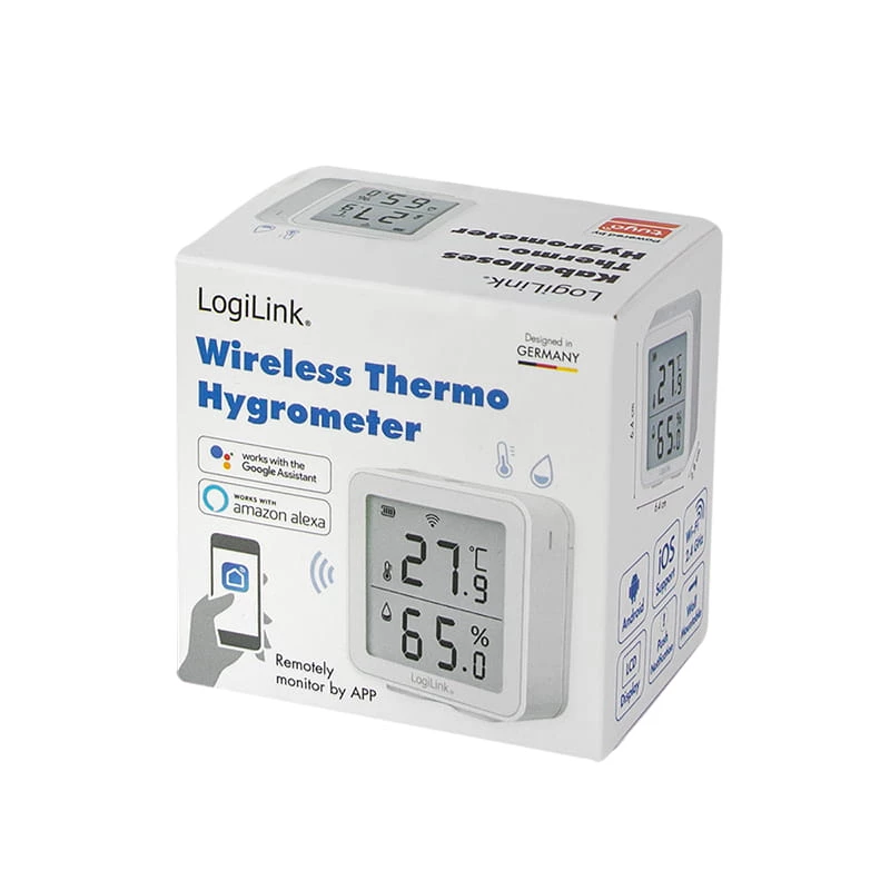 LogiLink SC0116 Hygrometer Psychrometer Indoor Electronic White Digital