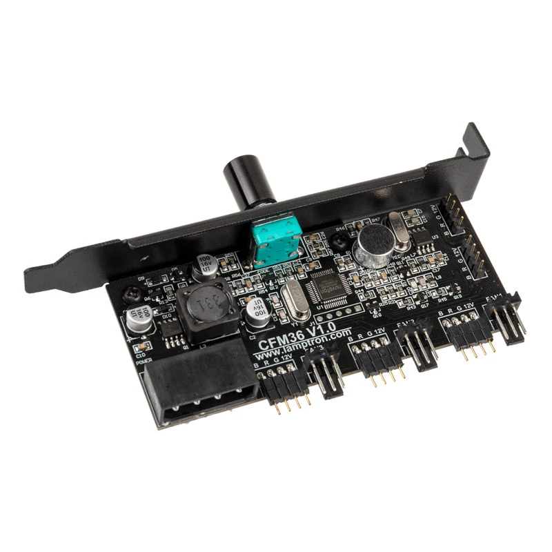 Fan and RGB LED Controller Lamptron CFM36 for PCI Slot, black
