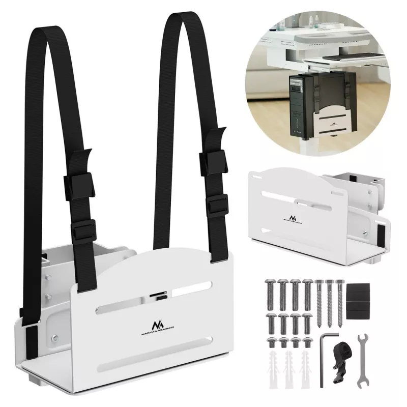 CPU holder MACLEAN MC-116W adjustable height and swivel design for under-desk mounting