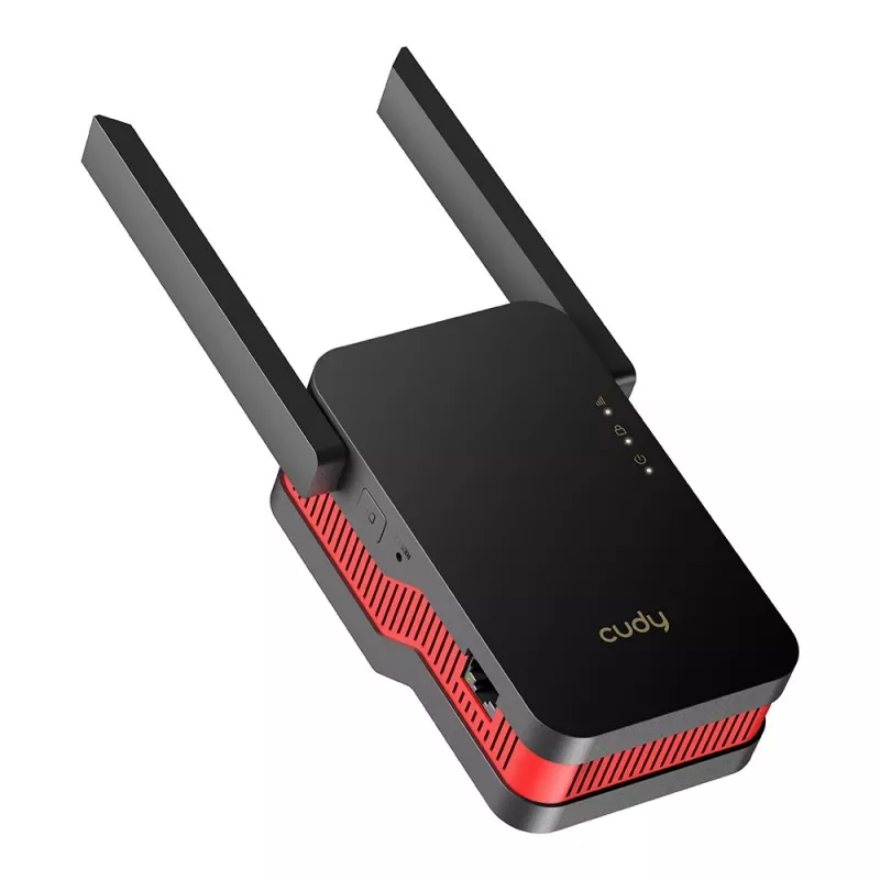 Wi‑Fi signal booster Cudy RE3000 2400–5000 MHz, 802.11ax/ac/n/g/b/a, Ethernet 100 Mbps, external antenna, black/red