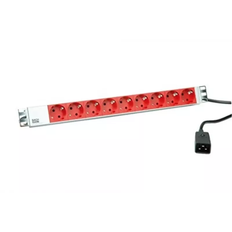 Power Extension Bachmann 333.936 2m 9 AC Outlets Indoor Grey Red