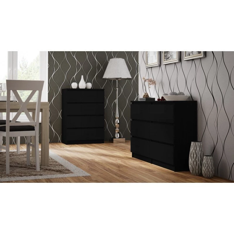 Chest of drawers Topeshop M4 CZERŃ Black 4 drawers Particle board