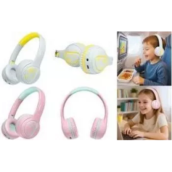 LogiLink BT0073BL On Ear Headphones Bluetooth Wired Light Blue Yellow foldable (BT0073BL)