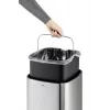 Rectangular Trash Can Durable NO TOUCH 35L Stainless Steel Black Silver