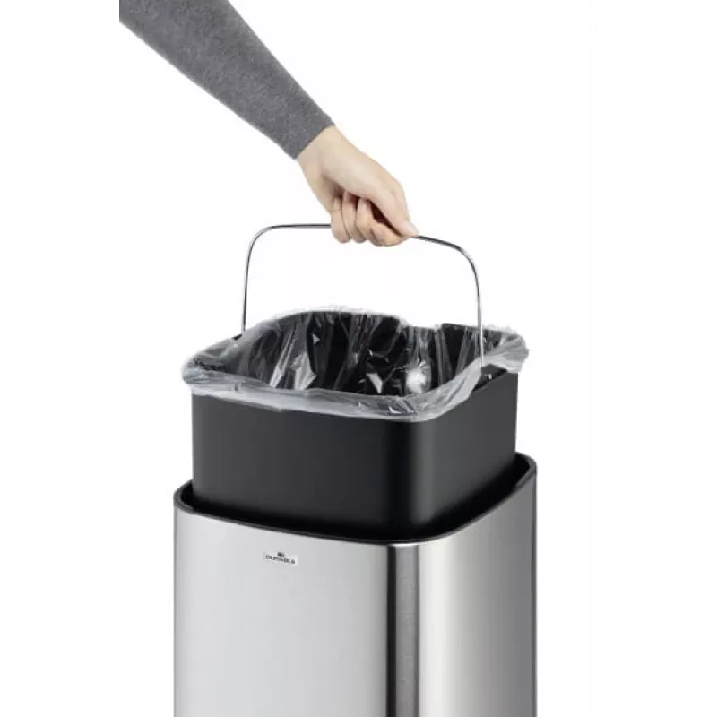 Rectangular Trash Can Durable NO TOUCH 35L Stainless Steel Black Silver
