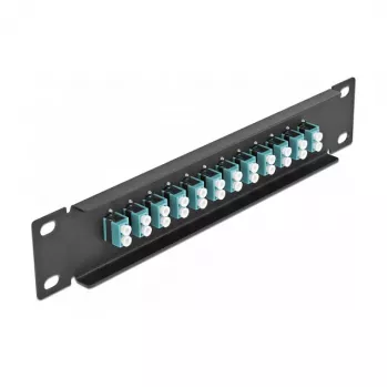 Fiber Optic Patch Panel DeLOCK 10 inch 12 Port LC Duplex aqua 1U black