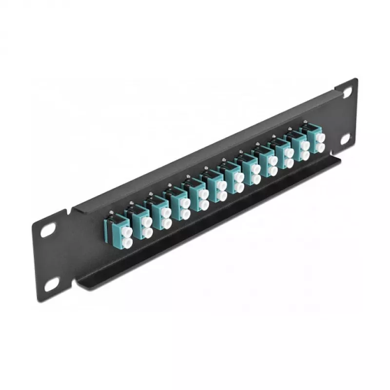 Fiber Optic Patch Panel DeLOCK 10 inch 12 Port LC Duplex aqua 1U black