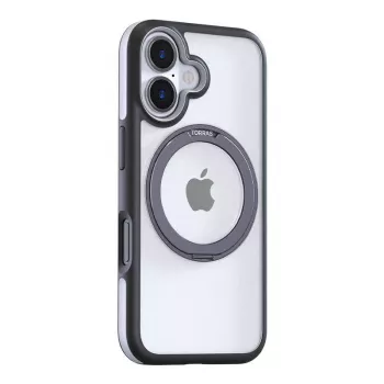 Protective phone case Torras Ostand R Fusion for iPhone 16 — Black slim shockproof cover