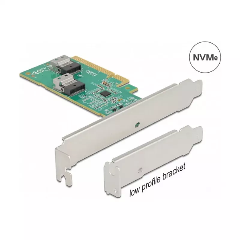DeLOCK PCI Express 4.0 x8 Card to 2 x internal SFF-8654 4i NVMe Low Profile