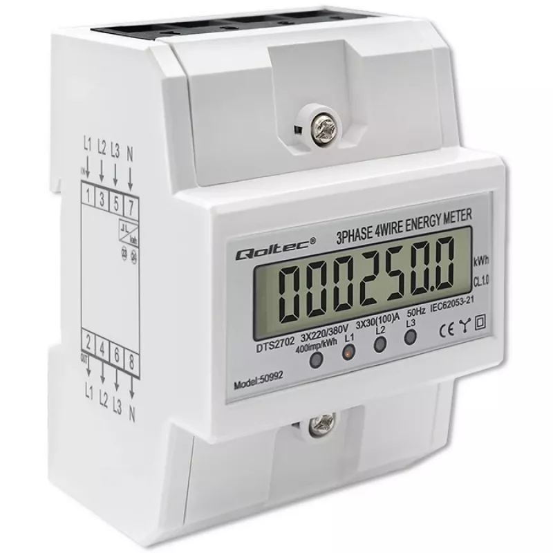 Three-phase electronic meter QOLTEC 50992 400V 100A