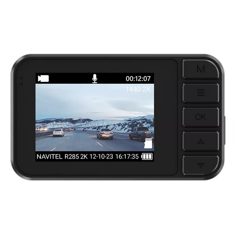 Car dashcam Navitel R285 2K, 2 inch IPS display, 2560×1440 resolution, built-in maps