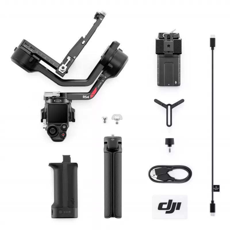 Hand camera stabilizer DJI RS4, aluminium body, 12h battery, 1.066 kg, black