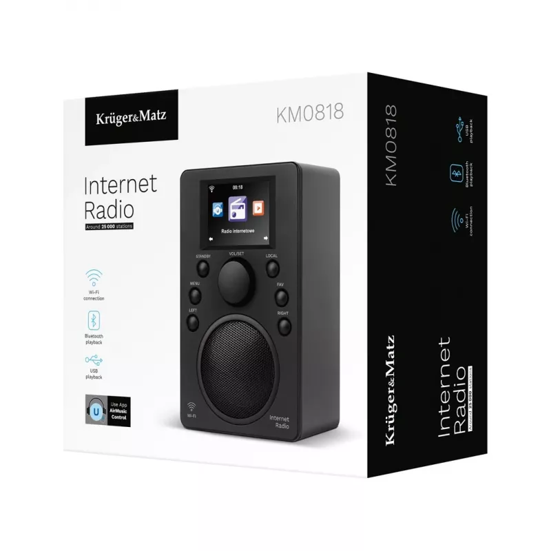 Internet radio Kruger & Matz KM0818.1 with Wi‑Fi, Bluetooth, USB and alarm clock