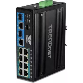TRENDnet TI-BG104 - Switch - industrial - unmanaged - 4 x 10/100/1000 (PoE++) + 4 x 10/100/1000 (PoE+) + 2 x Combo Gigabit SFP/RJ-45 - DIN rail mountable, wall-mountable - P