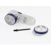 Fabric shaver Leifheit 80029 — battery-powered lint remover, 3 V, uses 2 batteries, blue/white