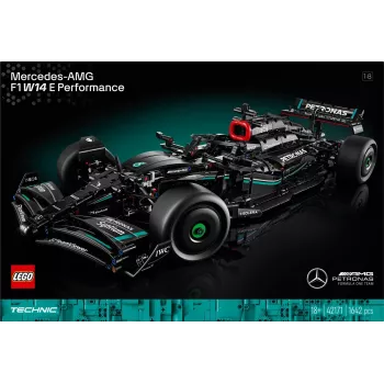 LEGO Technic model kit Mercedes‑AMG F1 W14 E Performance — 1,432 pieces, recommended age 18+