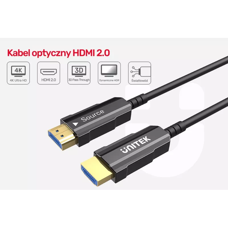 HDMI cable UNITEK C11072BK-25M 25m 18 Gbit/s Black