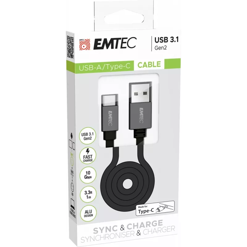 USB Cable Emtec ECCHAT700TCU3 1.2m USB 3.2 Gen 2 Black