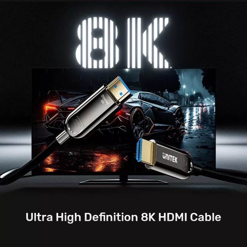 HDMI cable Unitek C11085GY01-15M — HDMI Type A to A, 30 m, HDMI 2.1, 8K@60Hz, 4K@144Hz, gold-plated contacts, black