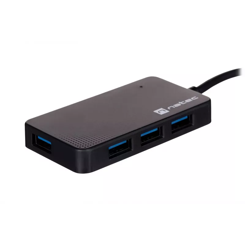 USB hub NATEC Moth 4-port USB 3.2 Gen 1 Type-A (5000 Mbit/s), USB-powered, black, 0.15 m cable