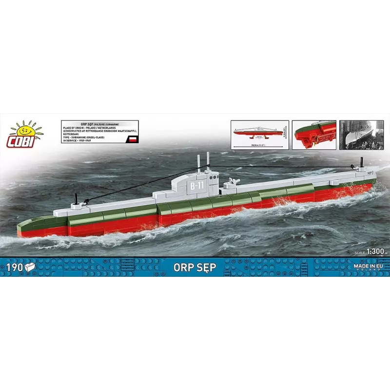 Plastic Model Kit Cobi Polish Submarine ORP Sep 1:300 Scale (COBI-4856)