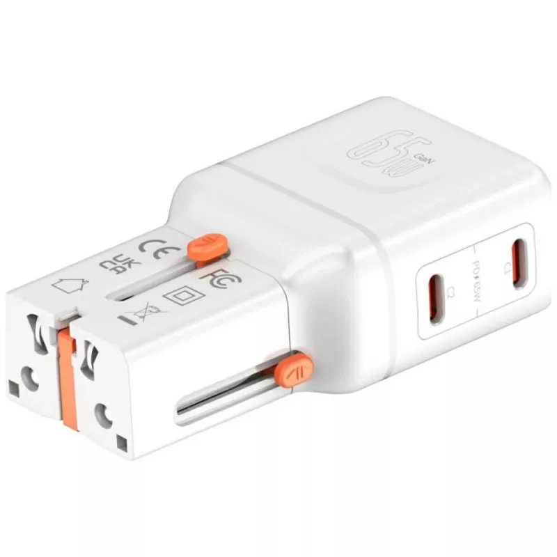 Travel charger World 65W USB-C + USB-A white